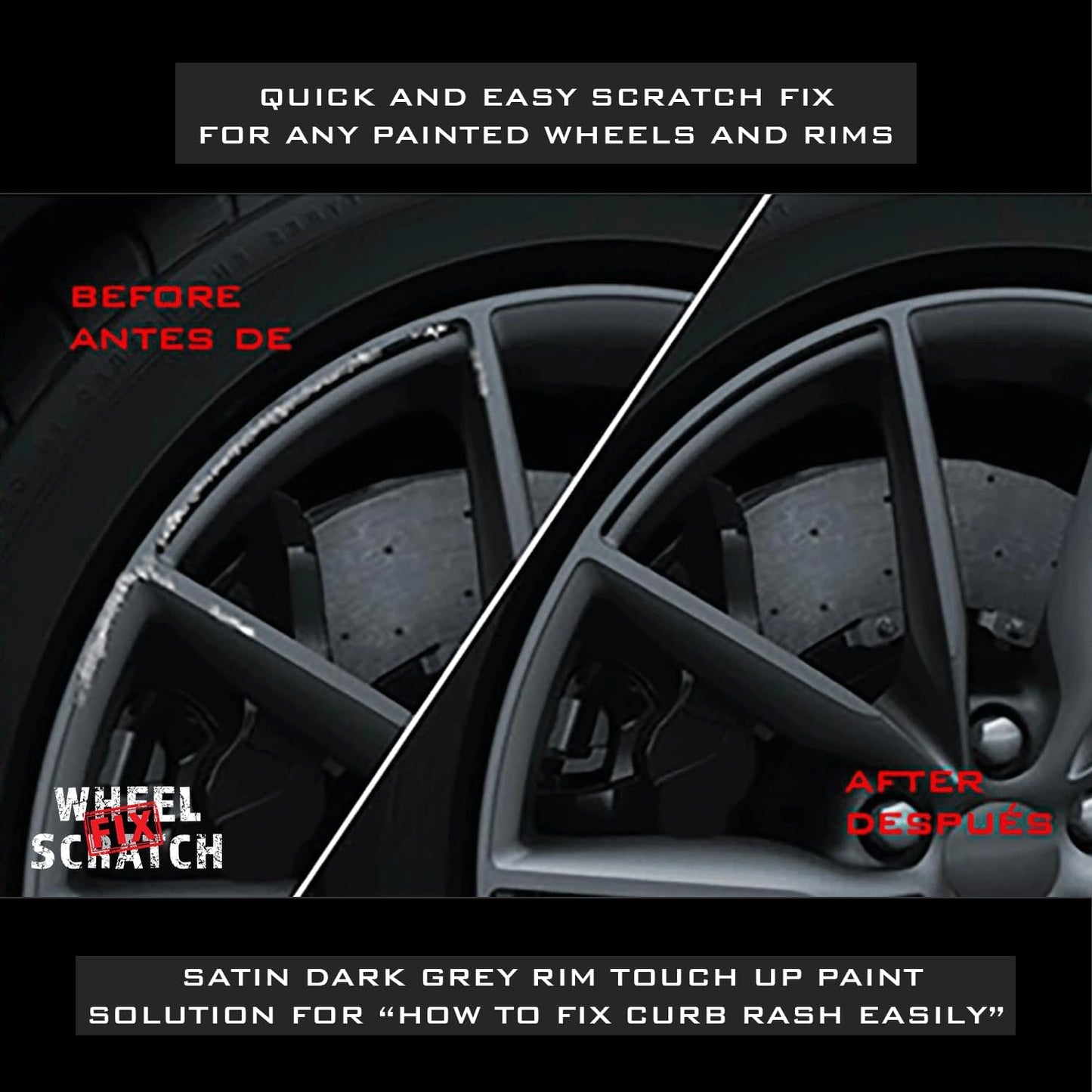 Gray Rim Touch Up Paint, Car Wheel Scratch Repair, Wheel Touch Up Paint Pen, curb rash repair, curb rim repair, Rim Alloy Gray Wheel Paint (Satin Dark Grey Pen Only)