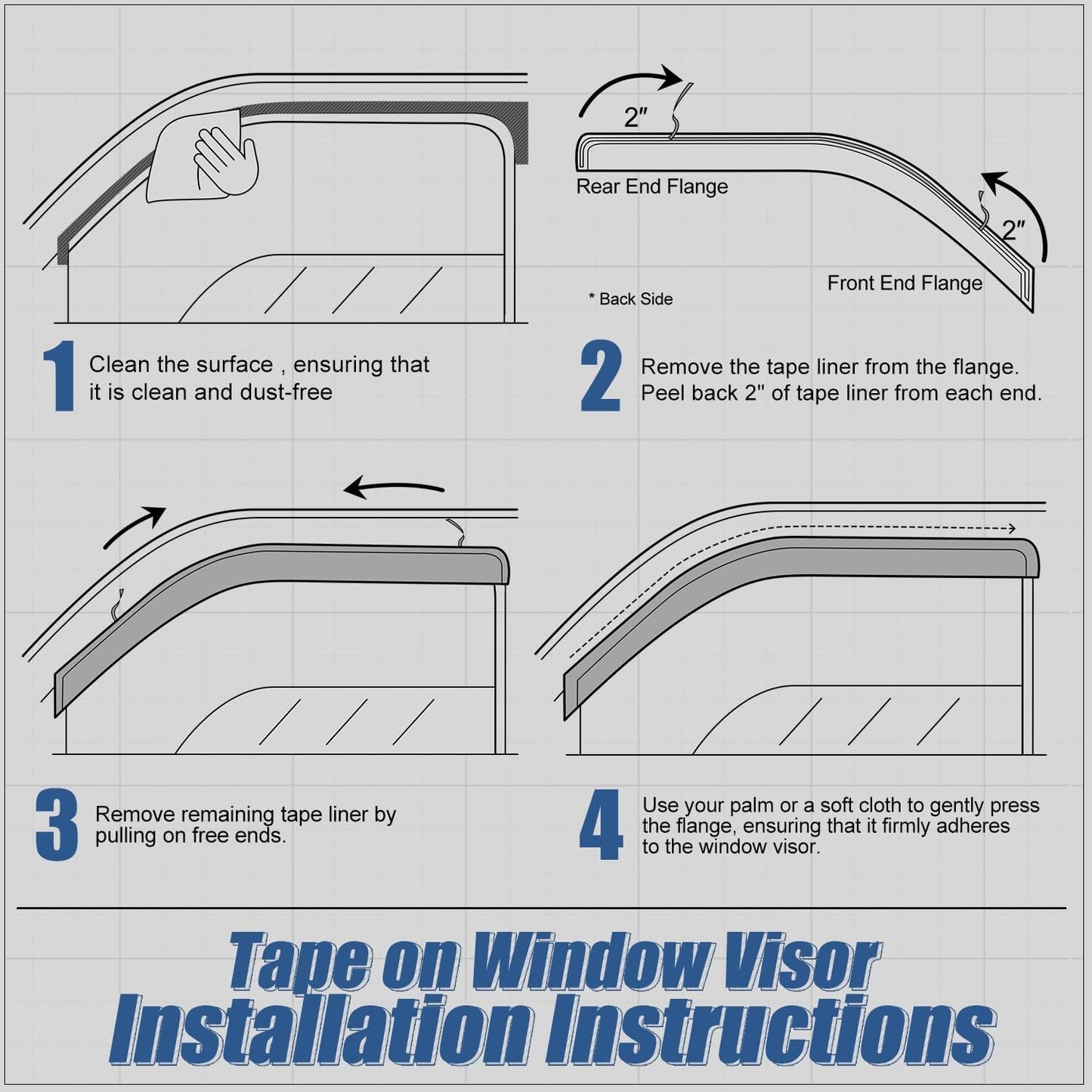 Auto Dynasty 4Pcs Carbon Fiber Pattern Window Visors Compatible with 2004-2014 Ford F150 Extended Cab 4-Door, Tape-On Front & Rear Window Deflectors Rain Guards Sun Air Side Vent Shade, Glossy Black