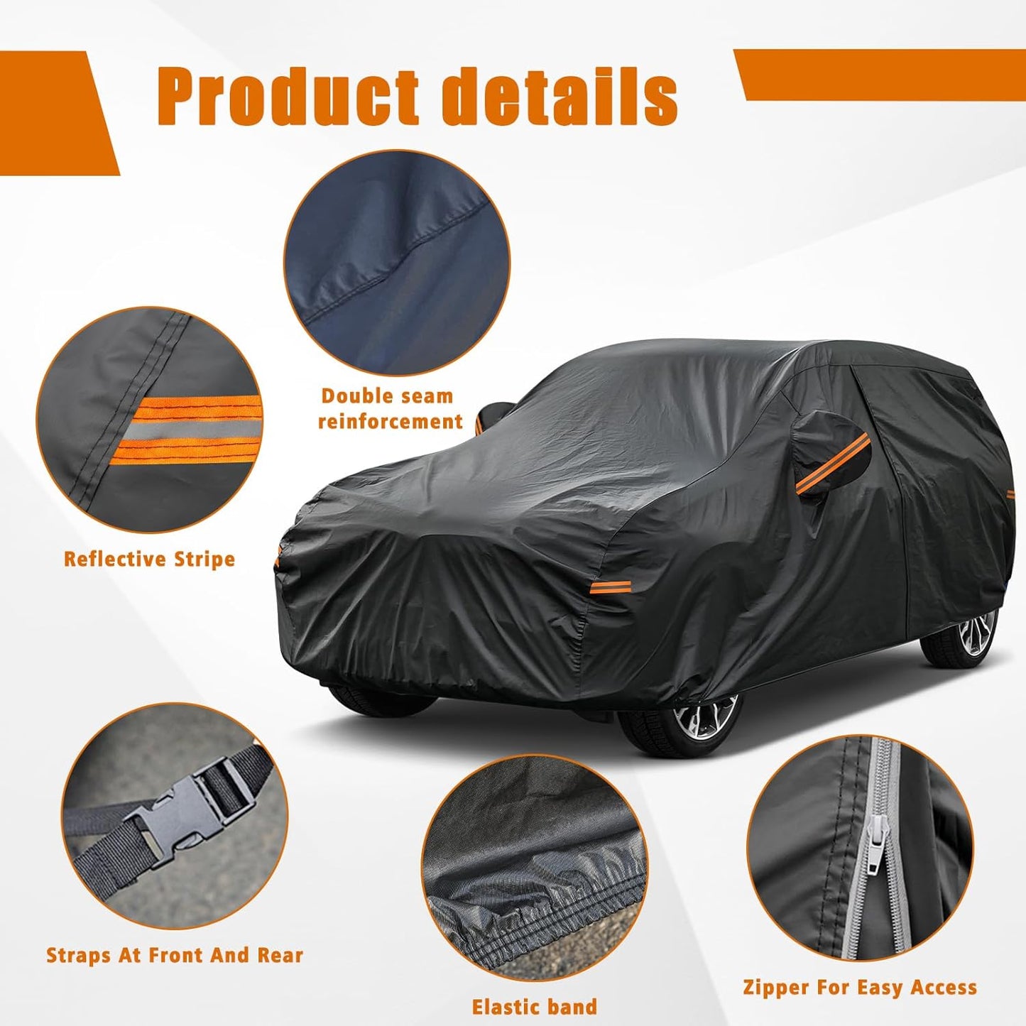 Kayme 7 Layers SUV Car Cover Custom Fit for Nissan Pathfinder (2005-2025) Waterproof All Weather for Automobiles, Outdoor Full Cover Rain Sun UV Protection.Black