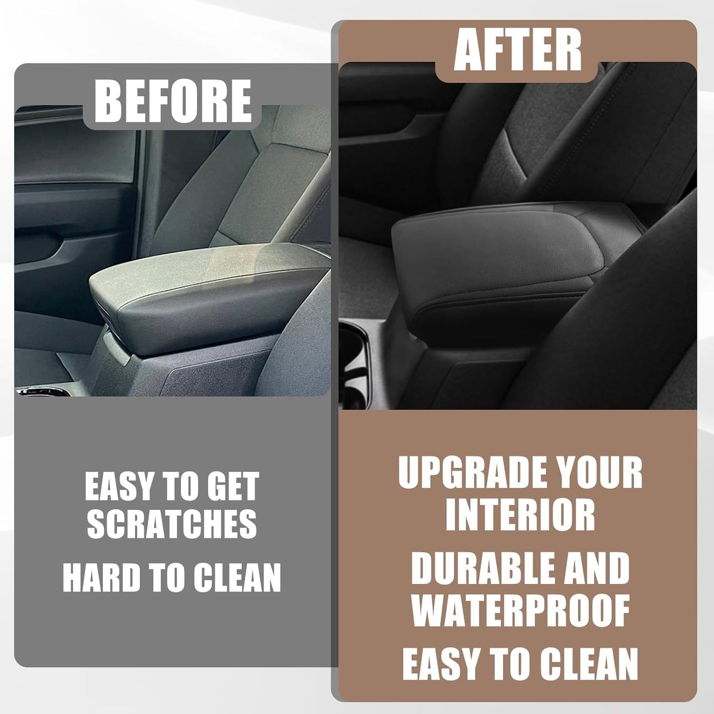 Muslogy Center Console Armrest Cover Compatible with Chevy Colorado/GMC Canyon 2023 2024 2025 ZR2 Z71 Trail Boss LT WT Elevation AT4 Denali AT4X Accessories Regular Thick(Black Stitching)