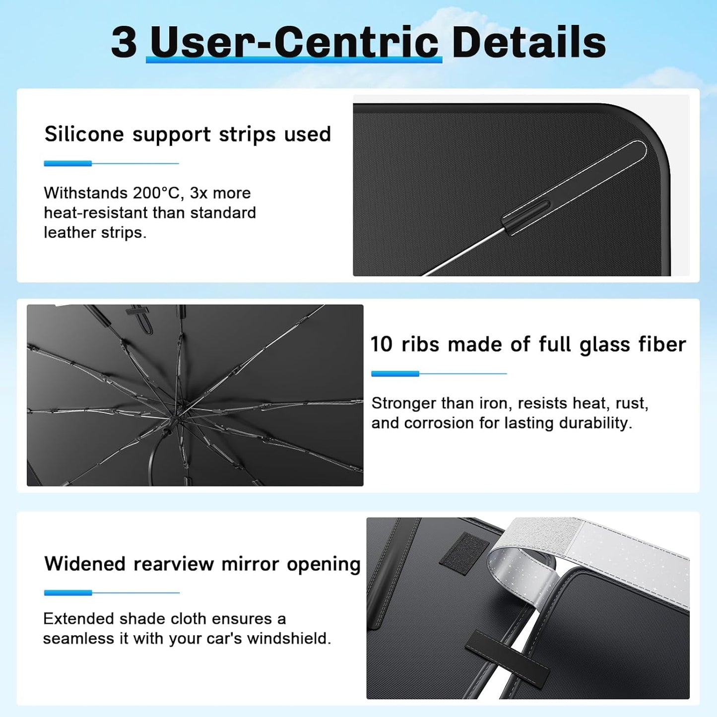 SXCY for 2022-2025 Hyundai Santa Cruz Windshield Umbrella Sunshade [Easier Foldable] for 2024 2025 Santa Cruz Accessories 2025 Santa Cruz Sunshade Umbrella 2025 Santa Cruz Windshield Umbrella Shade