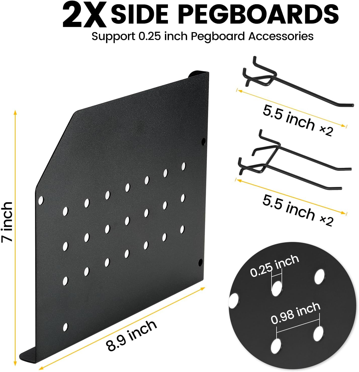 TRZZ Power Tool Organizer Wall Mount, 2-Tier Cordless Drill Rack with 4 Drill Holders and 2 Side Pegboards, Efficient Drill Storage for Garage, Tool Room, and Workshop (Black)