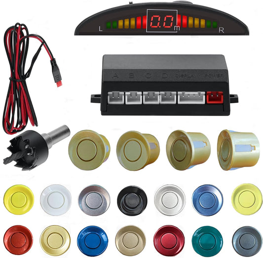 Parking Sensor Kit Backup Sensor Kit Reverse Sensor for Car 18 Color Options for Probes Adjustable Alarm Volume Professional Sensore de Reversa para Carro Safe Driving Assistant（Light Gold）