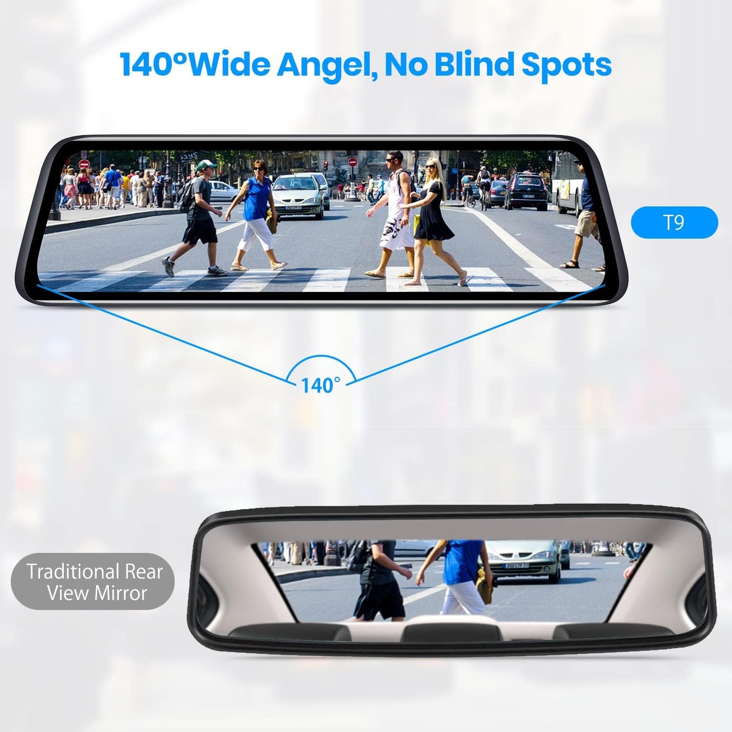 9.35''1080P OEM Rear View Mirror Camera: Recording Wide View Back Up Camera for Cars, Smart Full Touch Screen Stream Media Backup Camera with Super Night Vision for Trucks,Vans, SUVS (AUTO-VOX T9)