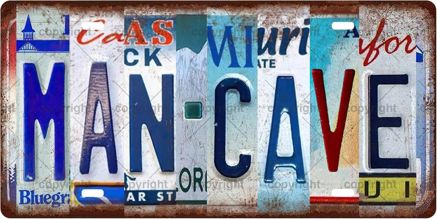 MAN CAVE Space Vintage Metal Tin Sign License Plate Bar Cafe Garage Cave Home Room Wall Bathroom Farmhouse Garden Porch Patio Decor, 12 x 6 Inch
