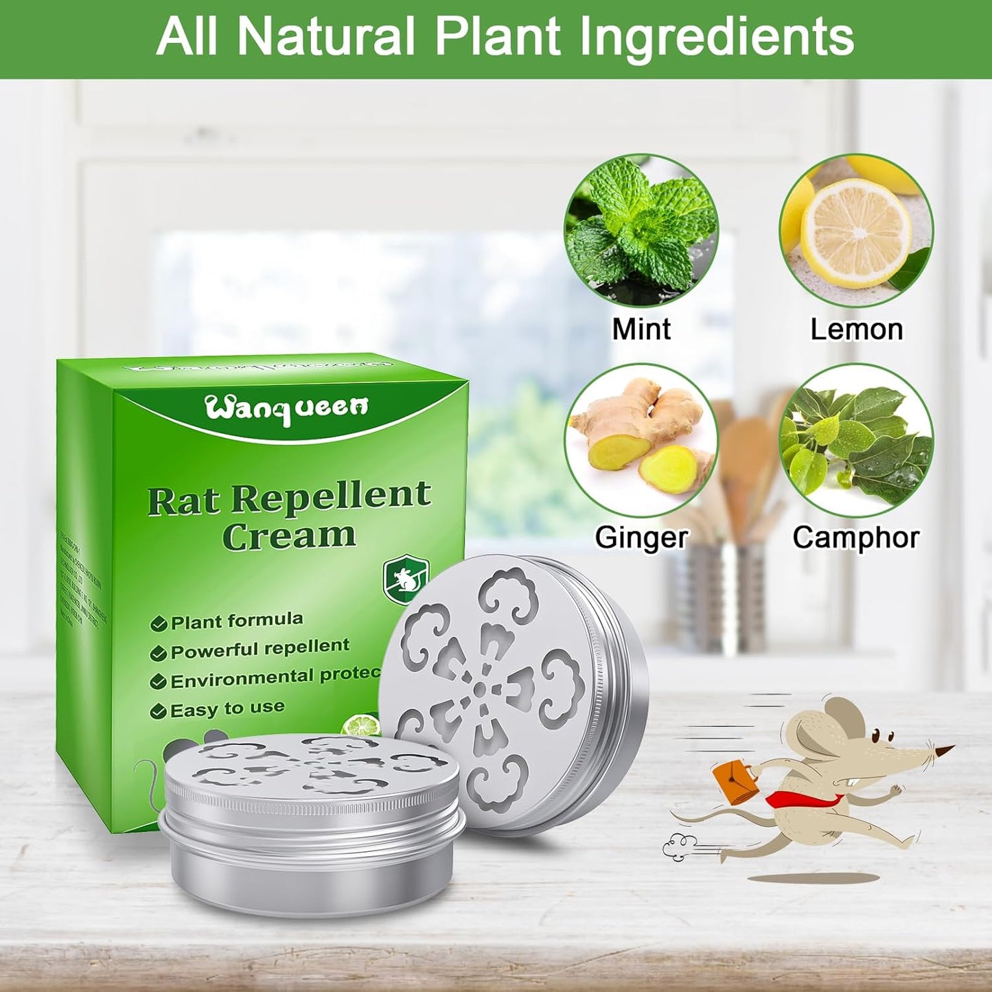 4 Pack Mouse Repellent for Car Engines, Peppermint Oil to Repel Mice and Rats, Mouse Repellent Keep Rodents Out of Car Rat Repellent for House Mice Repellent Outdoor