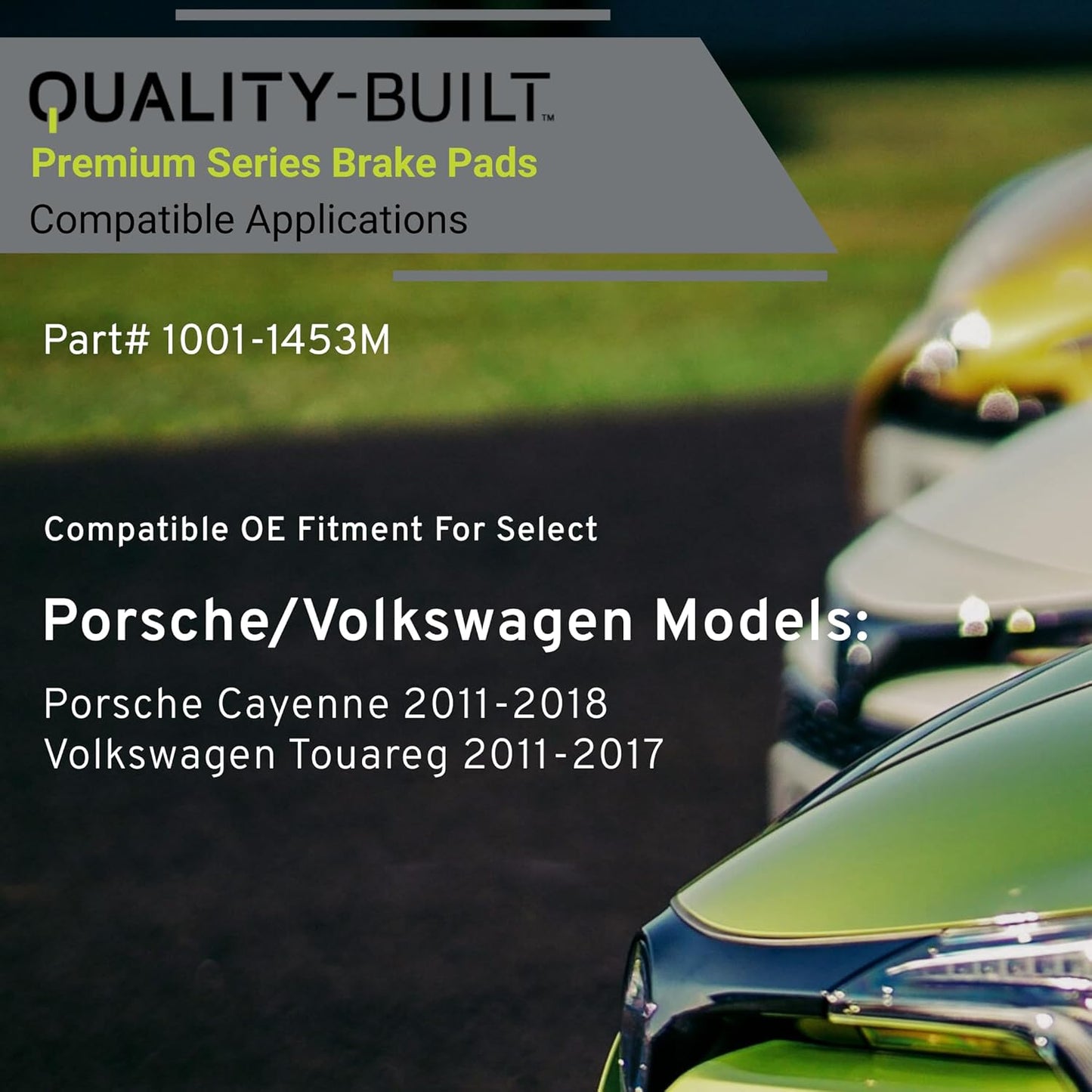 Premium Semi-Metallic Rear Brake Pads (1001-1453M) Compatible with Porsche Cayenne 2011-2018, Volkswagen Touareg 2011-2017