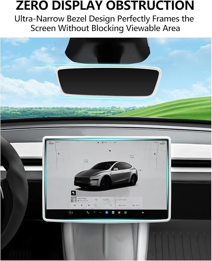 for Tesla Protector Trim Frame Model Y Juniper Model 3 Highlan 2026 Screen Edge Frame Rearview Mirror Cover Model Y Accessories Interior Silicone Decorations Center Console Decor White