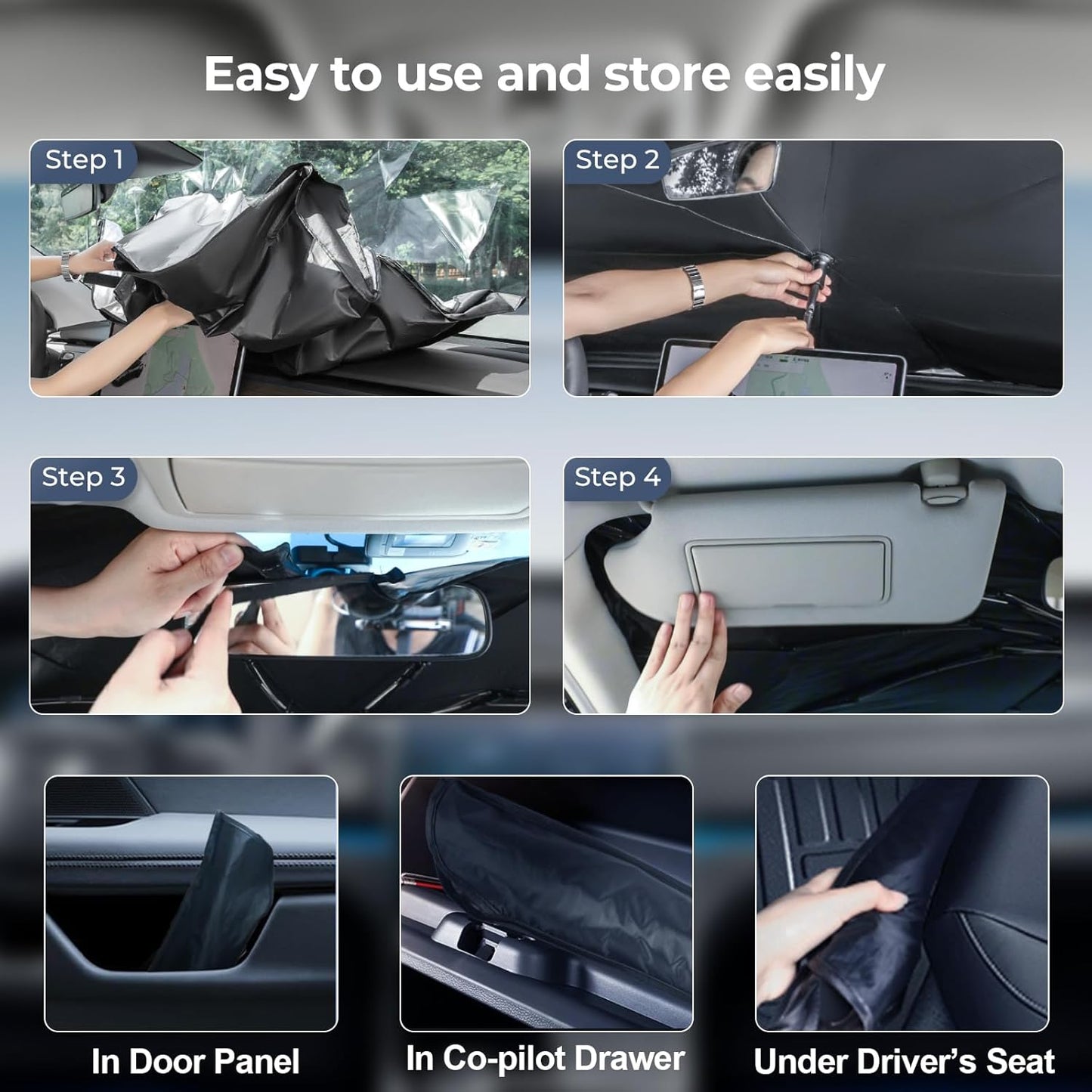 Windshield Sun Shade Umbrella Compatible with 2018-2023 Chevy Traverse Accessories: Custom Fit 240T Silver, Double Thickened, Foldable Window Sunshade, Ultimate 99% UV Blocking for L, LS, LT, RS