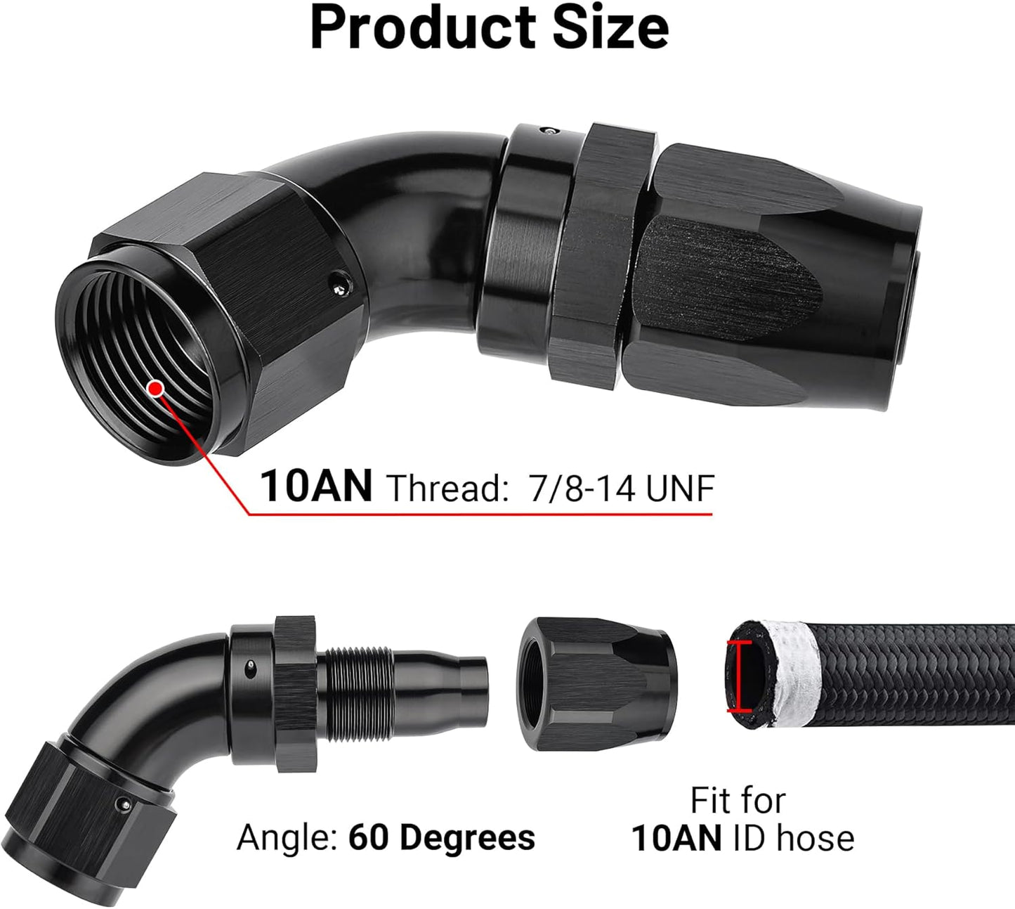 EVIL ENERGY 10AN 60 Degree One Piece Full Flow Hose End Fitting Swivel For CPE Braided Hose