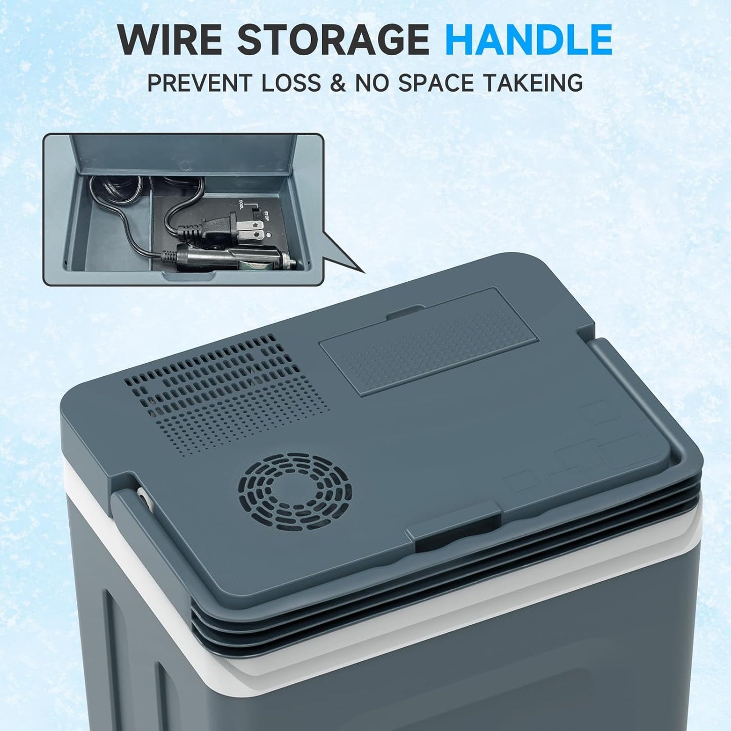 SHAREWIN Electric Cooler & Warmer with Handle 26.5 Quart/25L Portable Thermoelectric Fridge for Vehicles & Trucks with 110V AC & 12V DV, 12V Car Cooler for Camping, Travel Grey