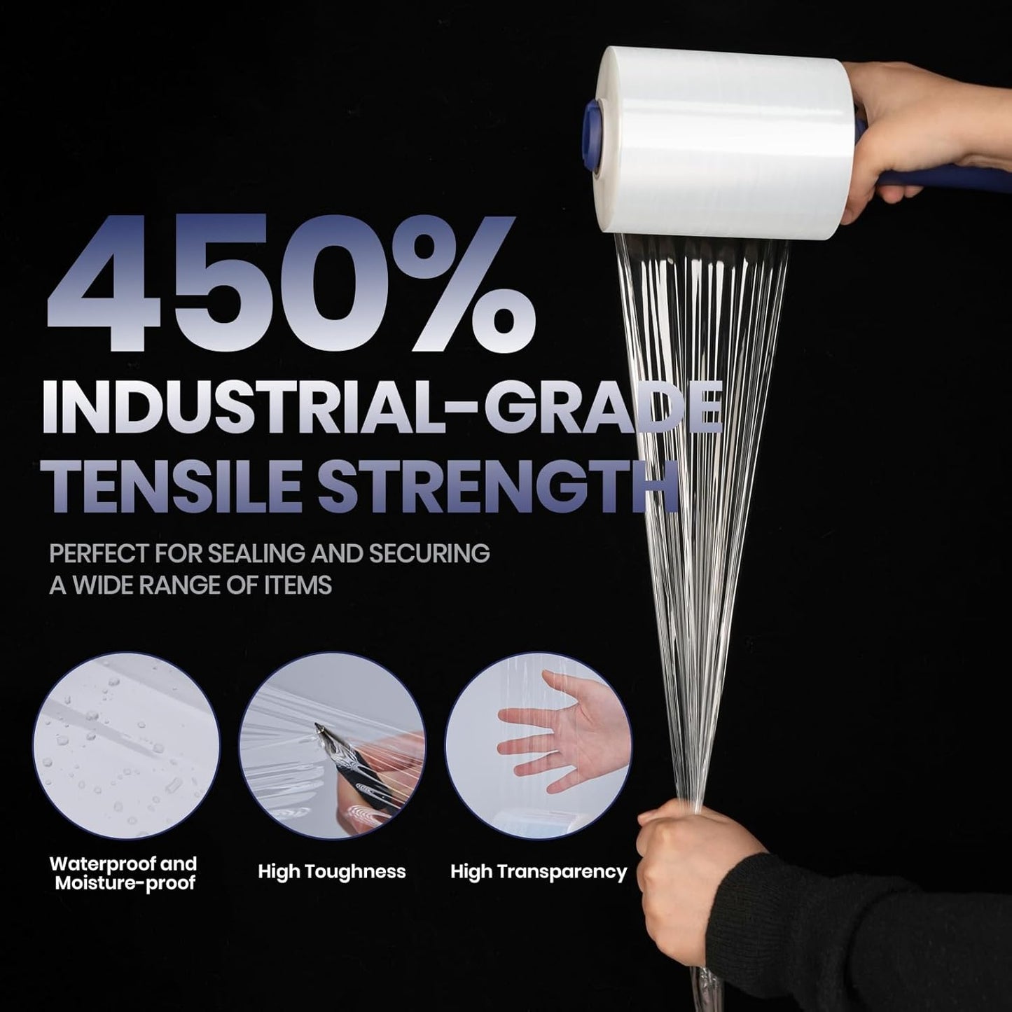 ADHES Mini Hand Stretch Wrap Film, 5 Inch x 1000 Feet, 4-Pack 80 Gauge Industrial Strength Stretch Film, Shrink Wrap Roll for Packing, Pallet Wrap, Furniture Wrapping Moving & Protection