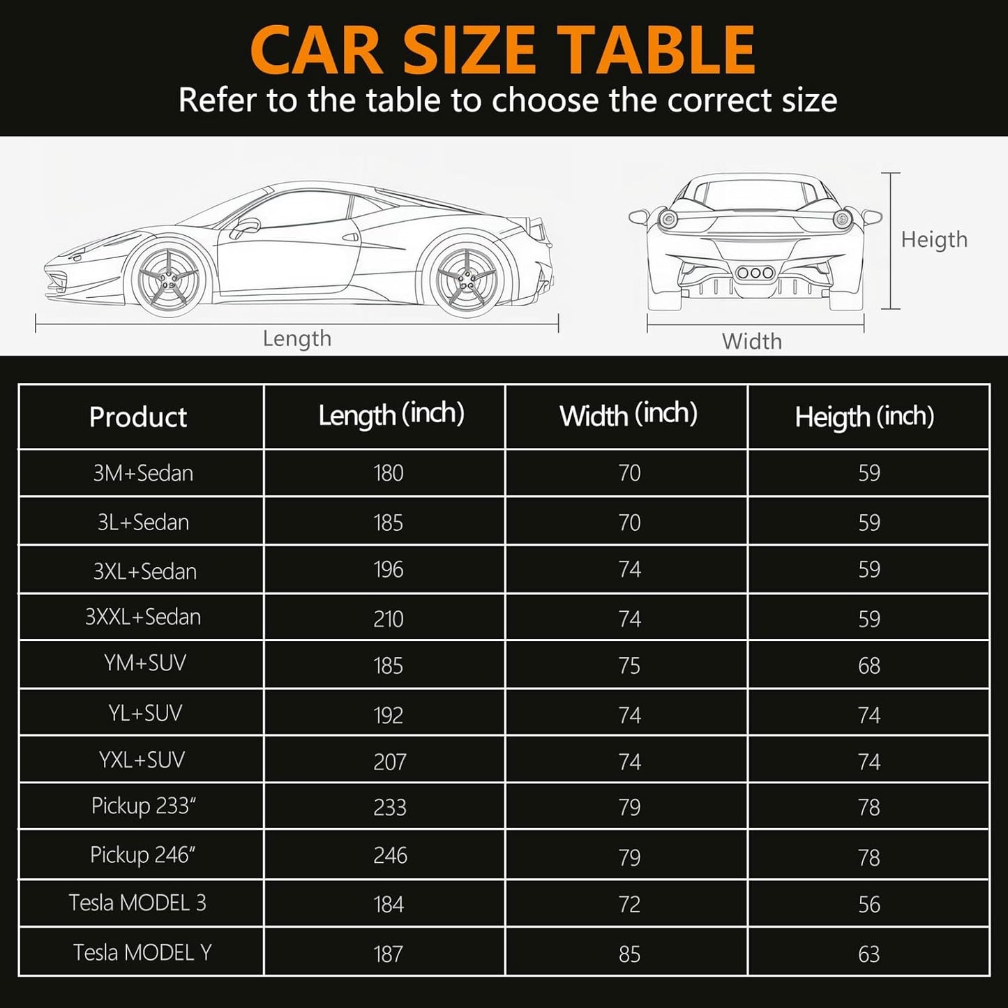 Car Cover Waterproof All Weather,6 Layers Car Covers for Automobiles, Full Exterior Cover with Zipper, Outdoor SUV Car Cover Sun UV Rain Snow Wind Protection, Fit for 185"(185*75*68 inch)SUV