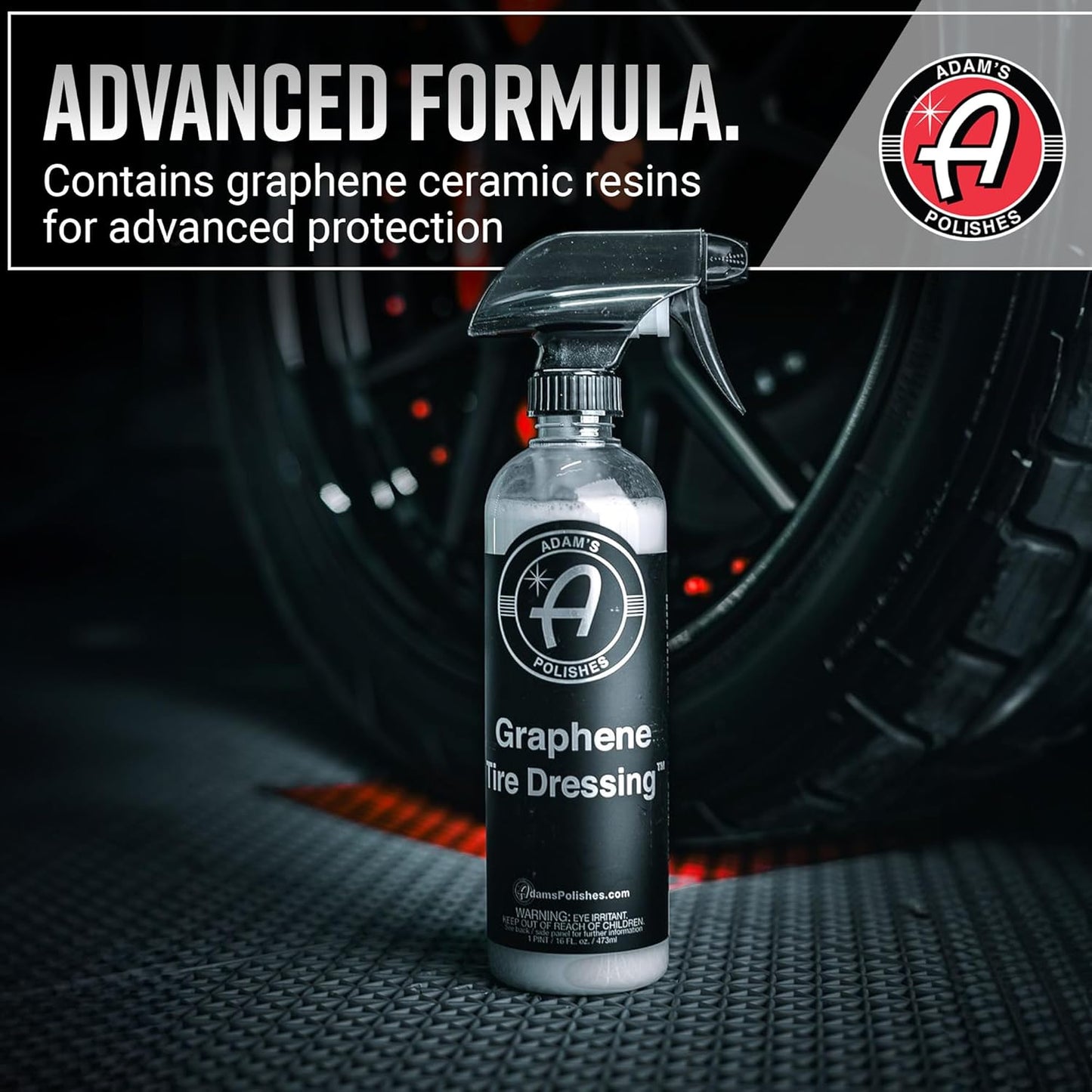 Adam's Polishes Graphene Tire Dressing - Deep Black Finish W/Graphene Non Greasy Car Detailing | Use W/Tire Applicator After Tire Cleaner & Wheel Cleaner | Ceramic Coating Like Tire Protection