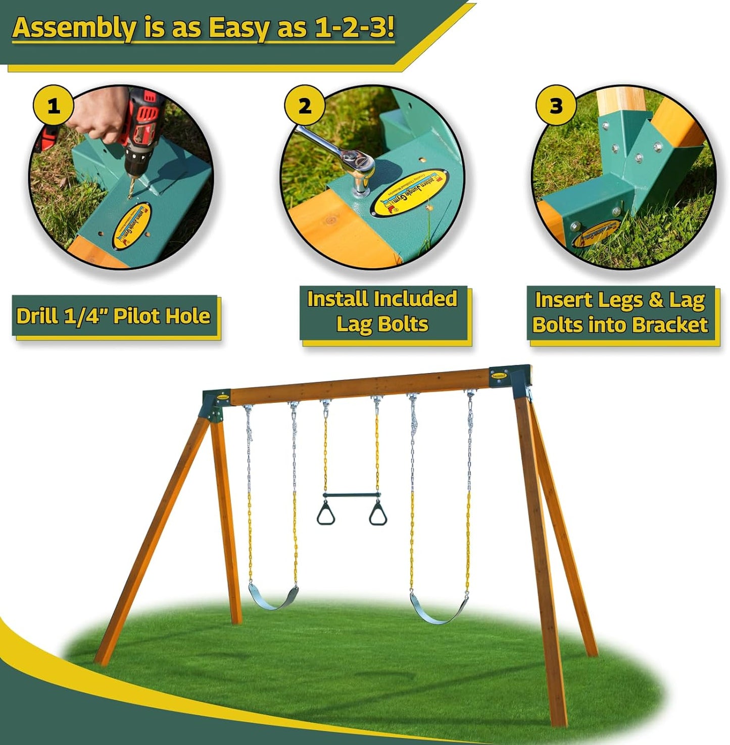 Eastern Jungle Gym Easy 1-2-3 A-Frame Swing Set Brackets Pack of 4 Brackets