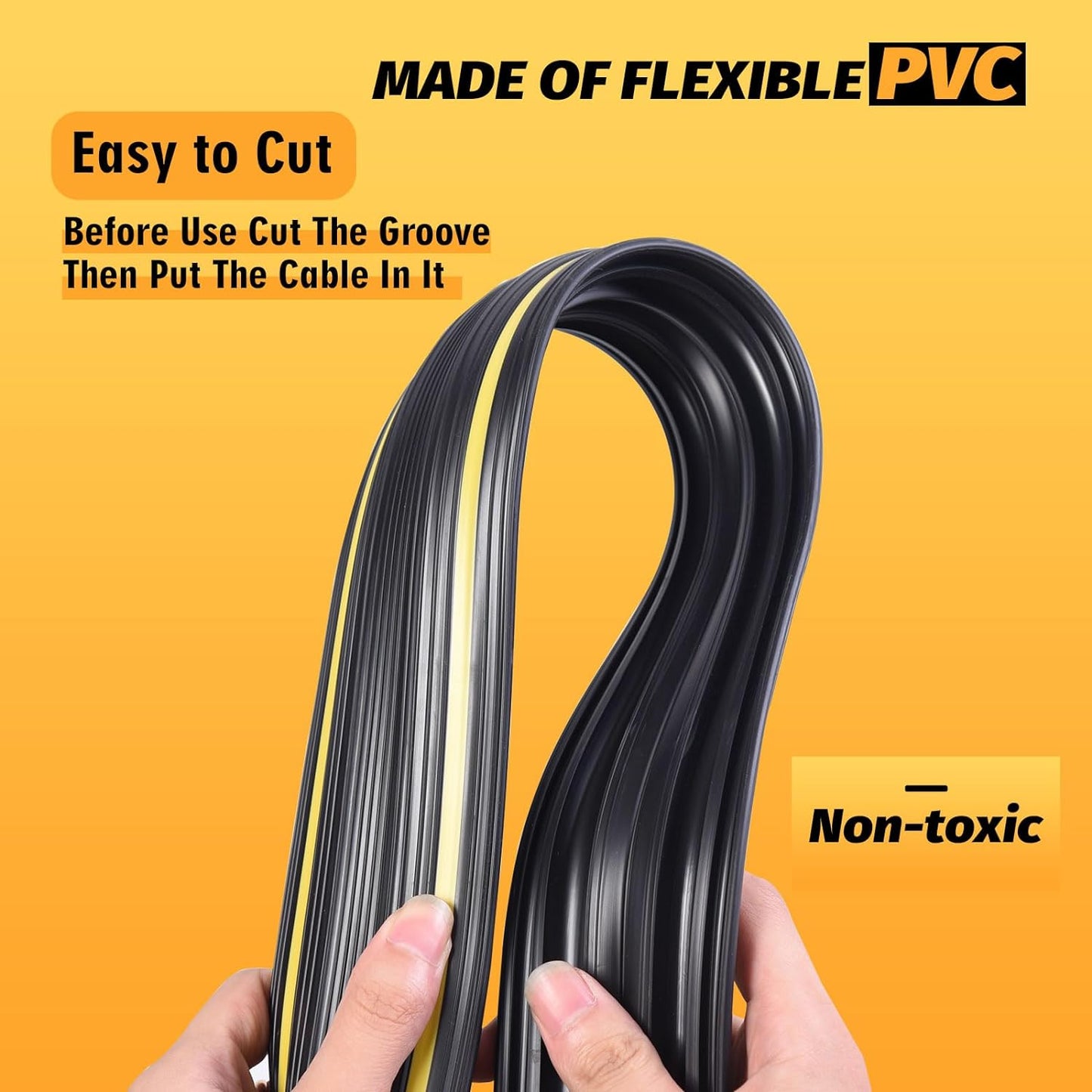 6FT Floor Cord Cover-Cord Cover Floor,Power Cable Protector Soft Extension Floor Cable Cover to Organize and Protect Wire on Floor, Electrical Cord Covers for Floor (6ft)