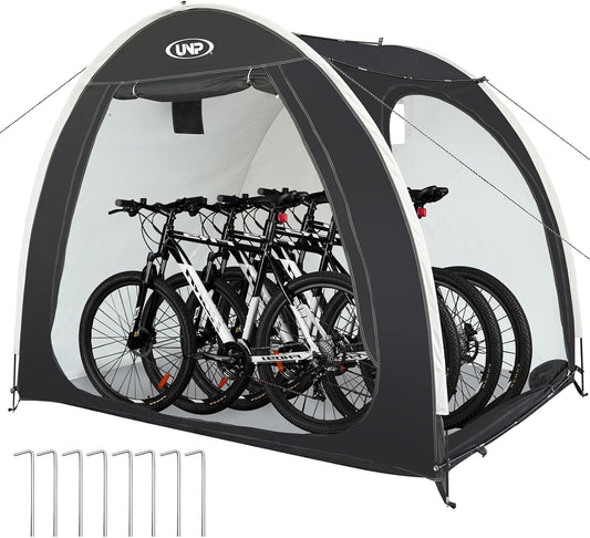 UNP Bike Storage Shed Tent, Portable Outdoor Bike Storage Tent with 210D Oxford Thick PU4000 Waterproof for 1/2/3/4 Bikes, Bike Covers Storage Shed Tent for Bicycles, Lawn Mower, Garden Tools