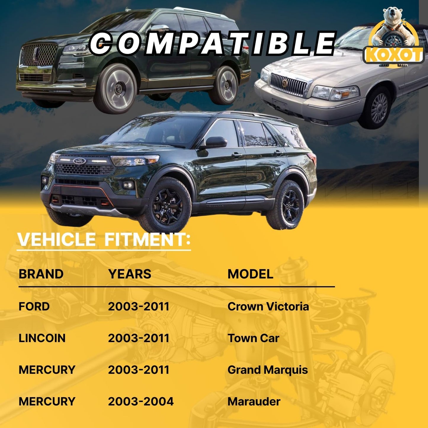 2Pcs K80140 Front Sway Bar Stabilizer Link for Ford 2003-11 Crown Victoria, Lincoln 2003-11 Town Car, Front Sway Bar Stabilizer Link For Mercury 2003-11 Grand Marquis, 2003-2004 Marauder