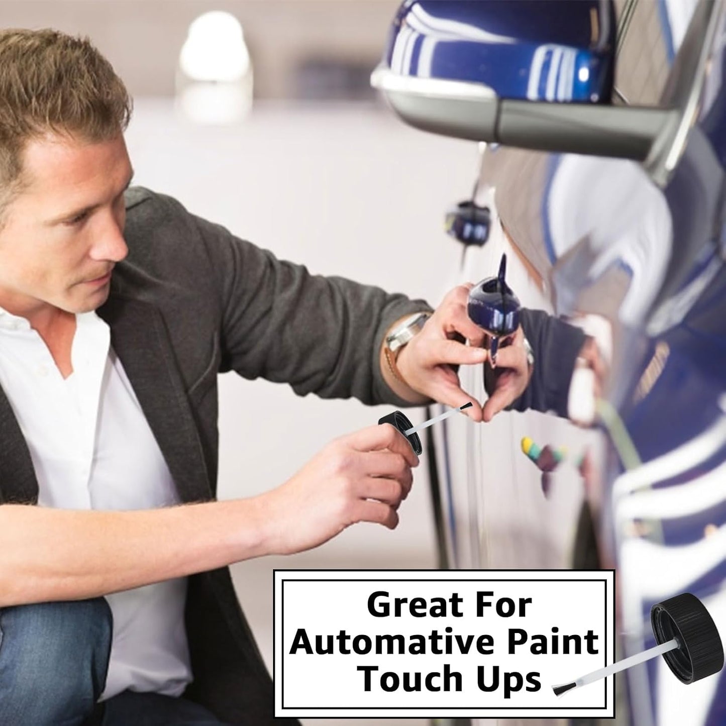 CYEAH 50 Pcs Touch Up Paint Container, 2 oz Paint Touch Up Bottles with Child-safe Lid and Applicator Brush, Touch-up Leftover Paint Container with Mixing Ball for Fixing Wall, Scratches, Car Surface