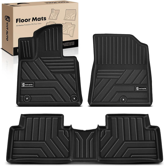 YHTAUTO Floor Mats Compatible with Kia Sorento 2021-2025, TPE All Weather Car Mats Waterproof Anti-Slip Odorless Floor Liner, Sorento Accessories Front & 2nd Row Liner