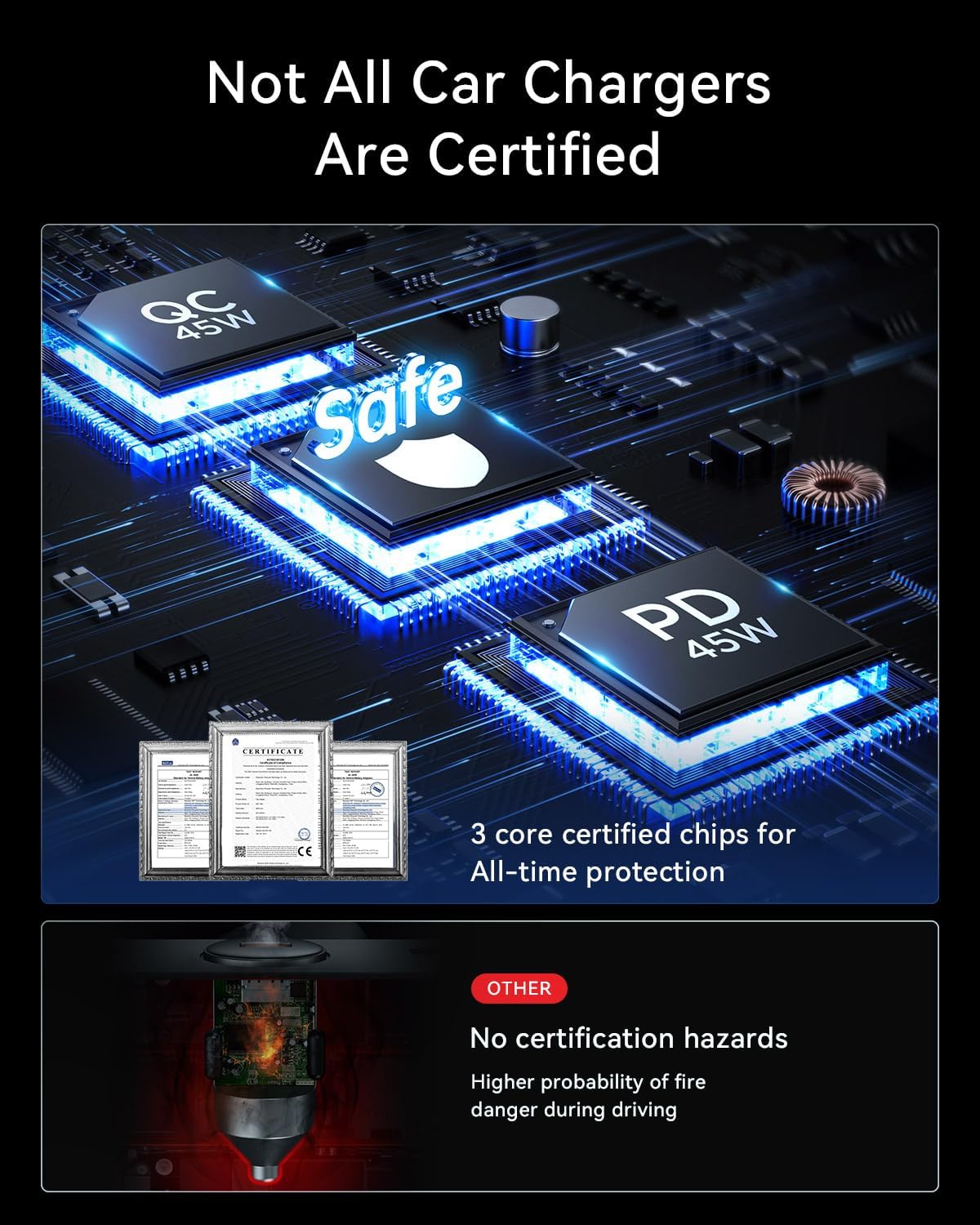 MRGLAS 90W USB C Car Charger Fast Charge, PD45W & QC45W, Flush Fit, Extra 3.3ft Type C Cable, All Metal, Cigarette Lighter USB Charger for iPhone 16 15 Samsung S25 S24 S23 Ultra Pixel 8/8Pro/7-Blue