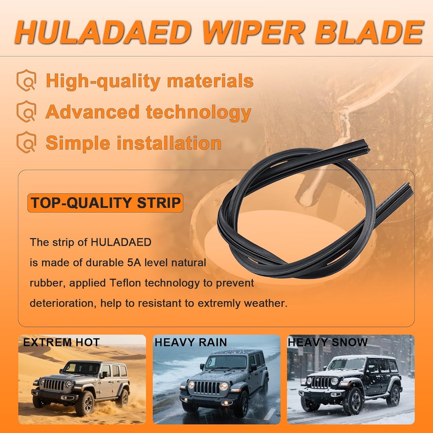 HULADAED® 21''+21''+11'' Windshield Wipers Replacement for Jeep Grand Cherokee 2004-1999,Silicone Front Rear Wiper blades for MY Car-All Weather & Quiet(3 PACK)