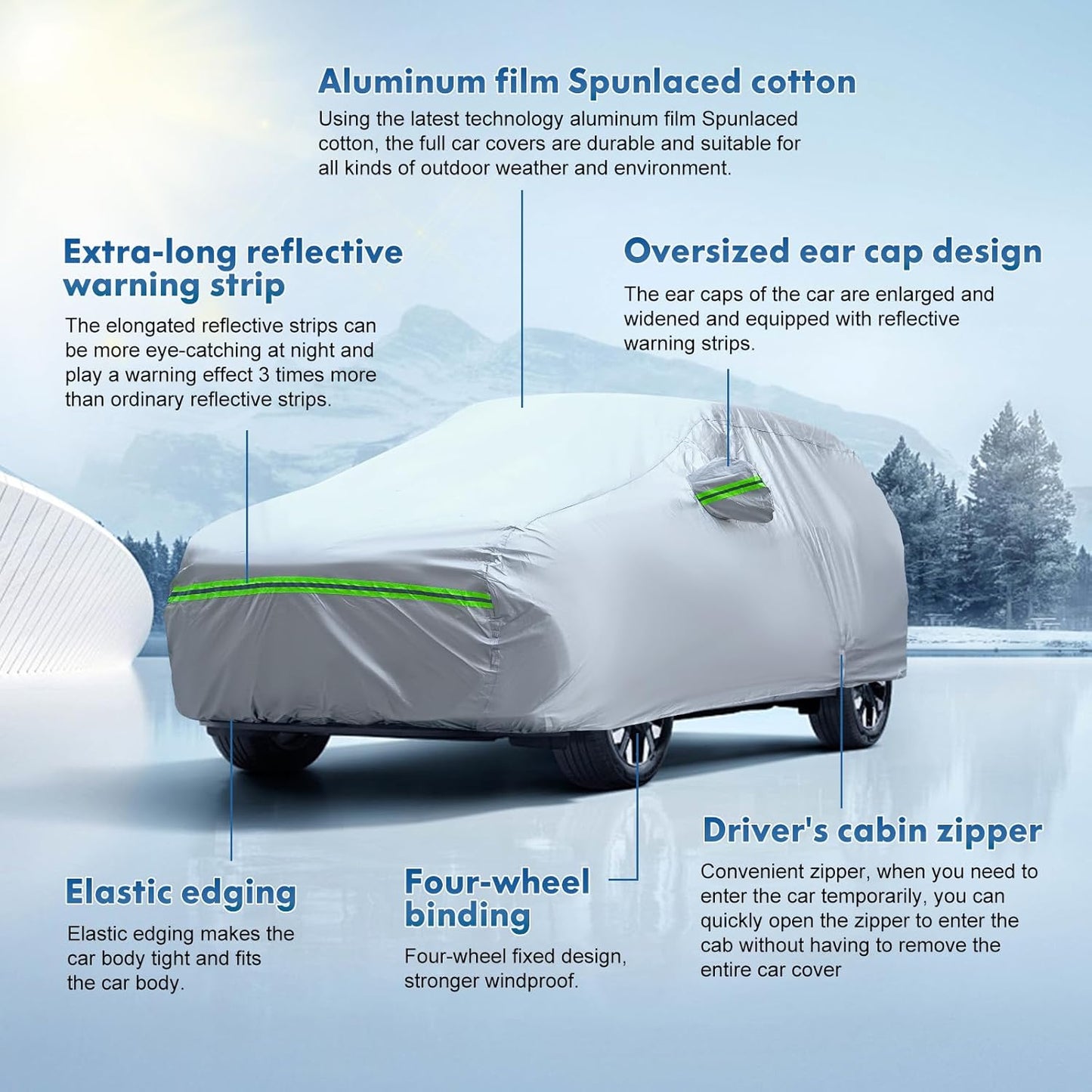 KEYOOG 6-Layer Full Car Cover is All-Weather Waterproof, Universal in All Seasons, Snow Prevention, Rainproof, Acid Rainproof, Sunscreen, Ultraviolet-Proof, Applicable to SUV and MPV (Up to 180")