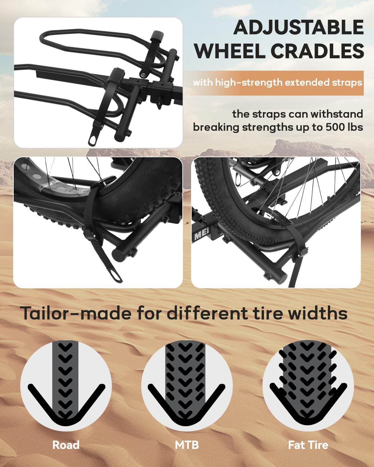 Bike Rack Hitch with Lock, 2 Bike Rack for Car SUV RV Camper Truck Trailer, Hitch Bike Rack for Fat Tire, Mountain Bikes, EBikes and EMTB, 180 lbs Capacity Bike Carrier for 2" Receiver