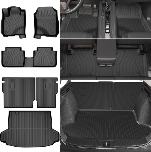 Floor Mats & Cargo Liner & Backrest Mat Fit for Honda HRV 2026 2025 2024 2023 & Acura ADX 2025: All Weather Protection Floor Liner - 1st & 2nd Row Car Liner Trunk Mat for HR-V Accessories, Black