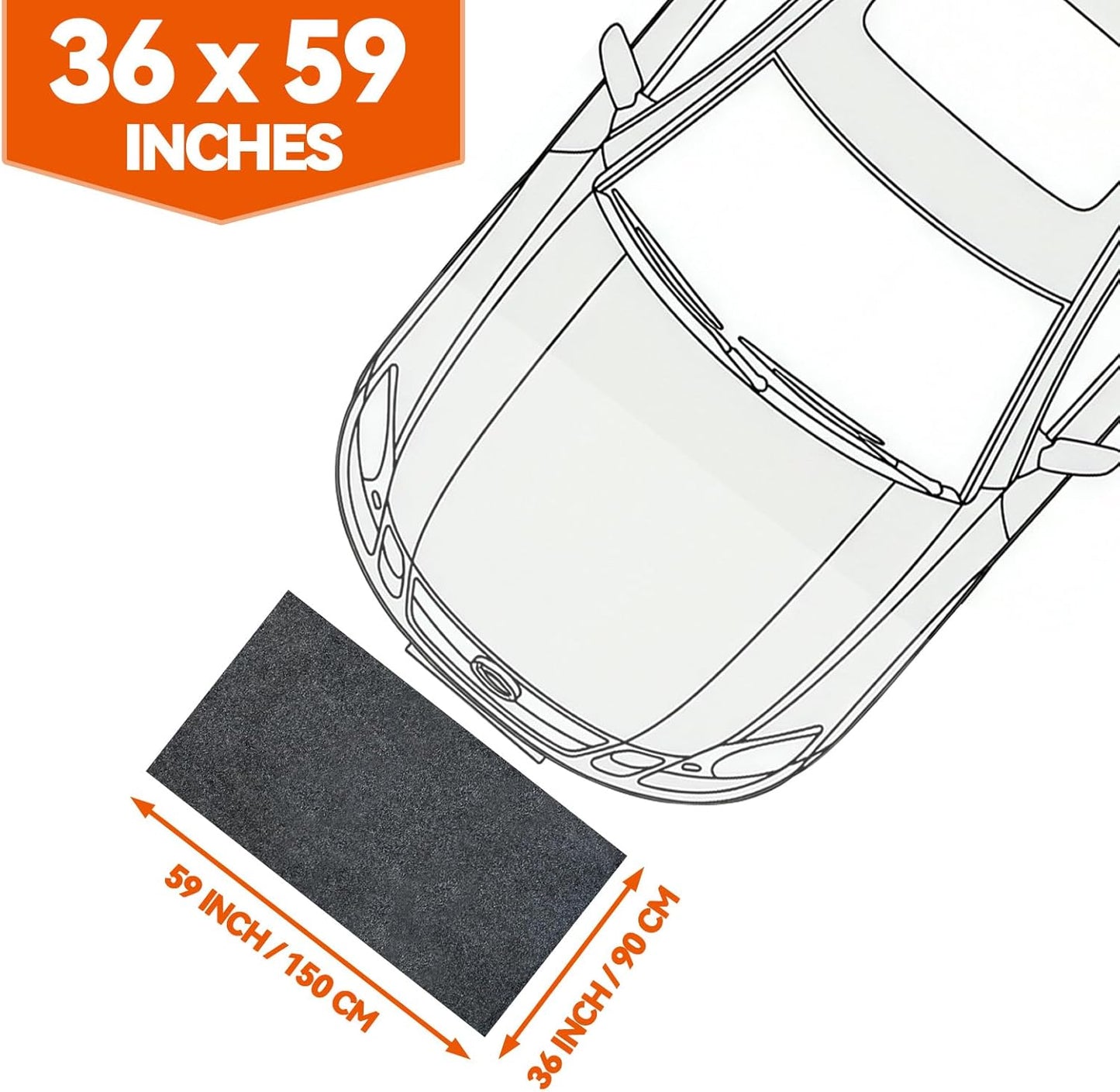 36" x 59" Heavy Duty Oil Spill Mat, Upgraded Garage Floor Mat for Under Car, 1/4" Waterproof Rubber Bottom Absorbs Oil Quickly, Washable, Reusable Oil Drip Leak Absorbent Pad