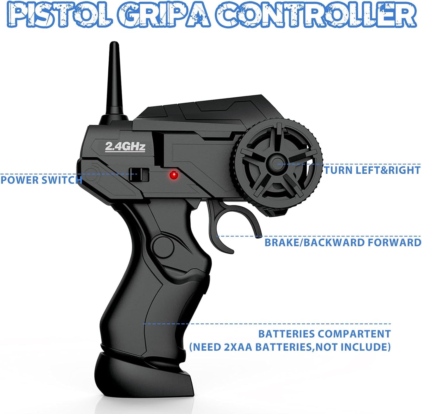 RC Drift Car 2.4GHz 1:24 Scale 4WD Remote Control Car 15KM/H High Speed Drifting RC Cars with Cool Lights, Two Batteries and Extra Tires Toys for Kids Boys Girls Adults, Green