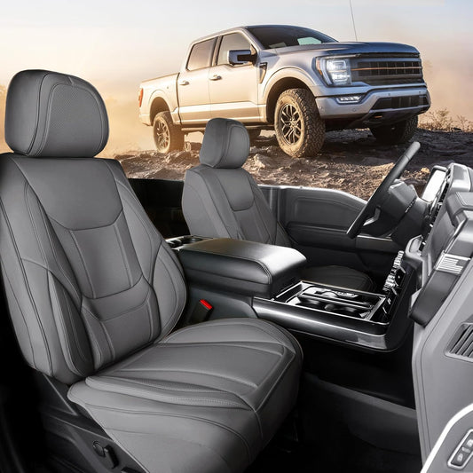 Coverland Custom Car Seat Covers Compatible with 2006-2014 Ridgeline Crew Cab - Premium Leather Non-Slip Memory Foam Waterproof Cover Interior Protector Front Seat-Dark Gray [See Size Chart-Size A29]