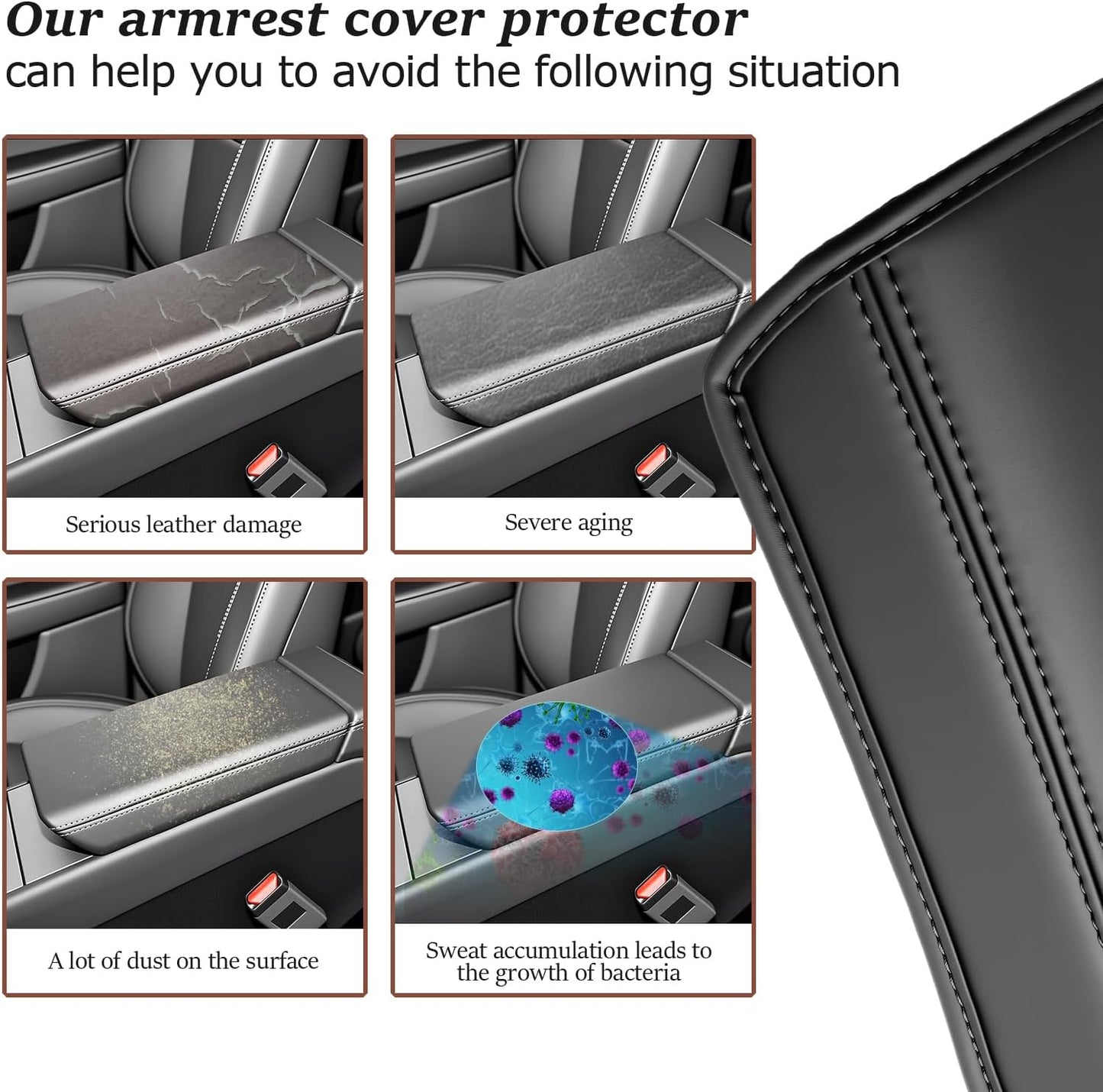 SKTU for 2025 2026 Tesla Model Y Armrest Cover for 2025 2026 Tesla Model Y Center Console Cover Tesla Model Y 2025 2026 Accessories Console Cushion 2025 2026 Model Y Seat Box Cover [Durable, Soft]