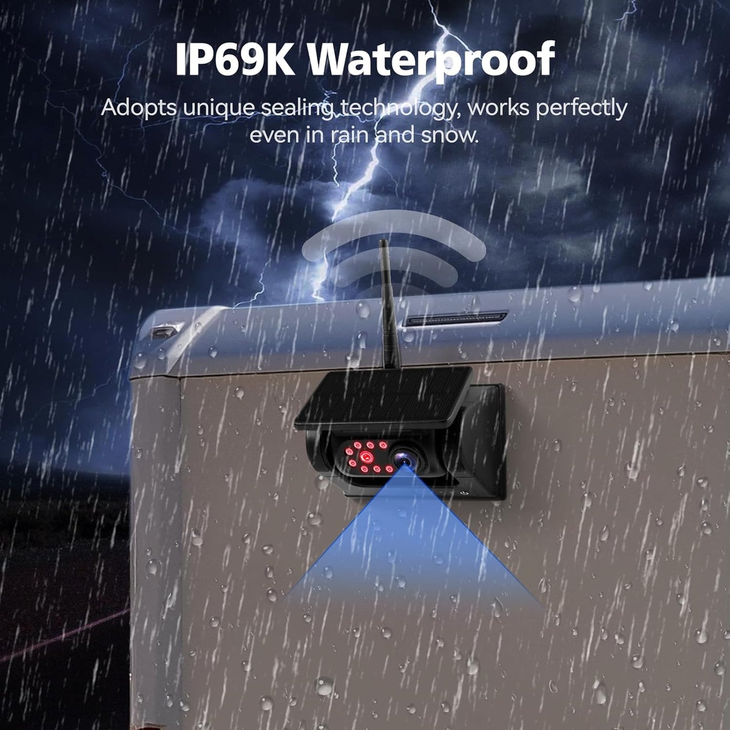 10.1" - 2 Magnetic Solar Wireless Backup Camera, HD 1080P DVR Monitor, Dual RV Cameras System for Hitch Towing RV Camper Trailer, IR Night Vision, Rechargeable Battery, Type-C Charging, SR2