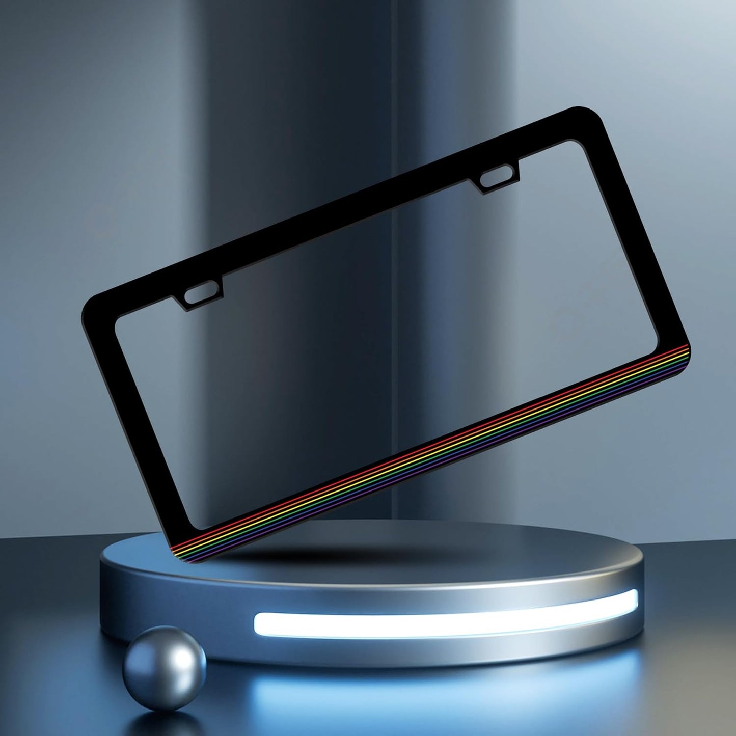 Gay Pride License Plate Frame LGBTQ License Plate Frames Personalise Stainless Steel Funny Design Compatible with Standard License Plate Holder for USA and Canada 6 X 12 Inch 2 Holes with Screws