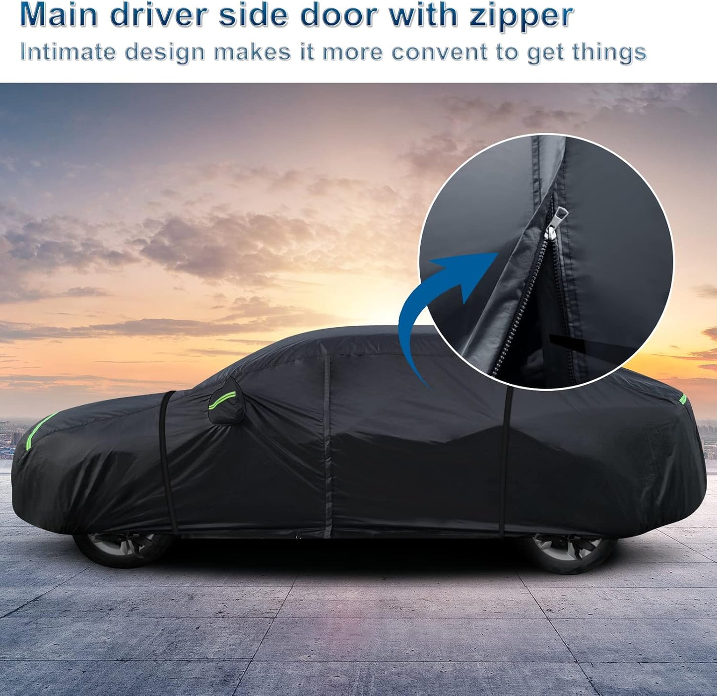 Outdoor Car Cover for Porsche Panamera 2014-2025 Waterproof All Weather Heavy Duty Windproof Protection Full Car Covers with Zipper and Storage Bag