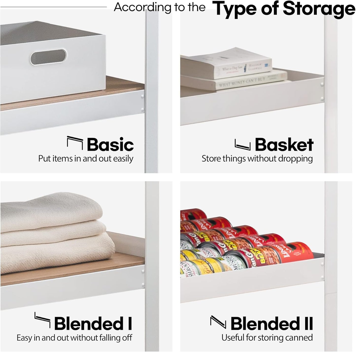 HOMEDANT House 5 Tier 24.4" W Laminated Metal Shelving Unit Adjustable Storage Utility Rack Heavy Duty Shelves Organization Multipurpose Shelf Kitchen Garage Pantry Closet 2 Pack