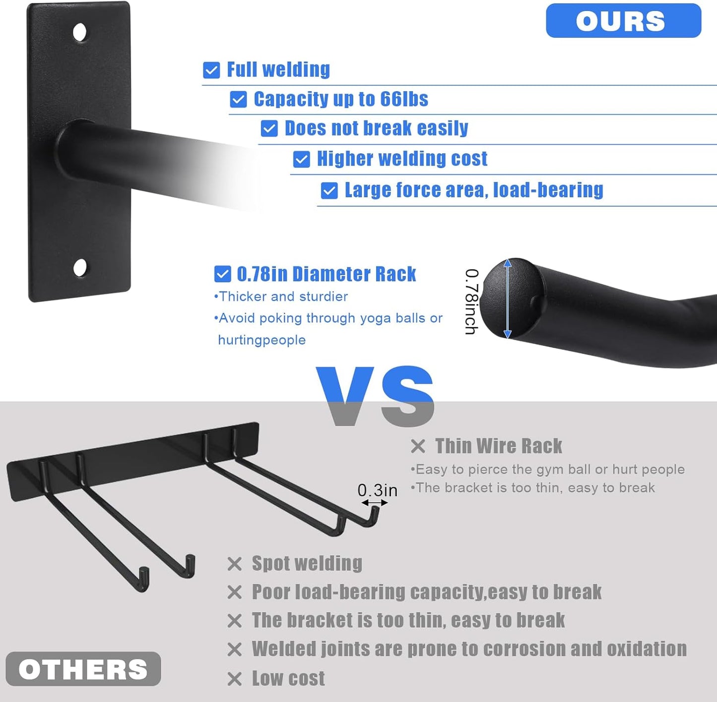 Garage Storage Mechanism Wall Mounted, Folding chair storage rack,Garden Tool Rack Manager Heavy-Duty Folding Chair, Suitablefor Car Tires, Ladders, Chairs, Strollers (Black (2-pack))