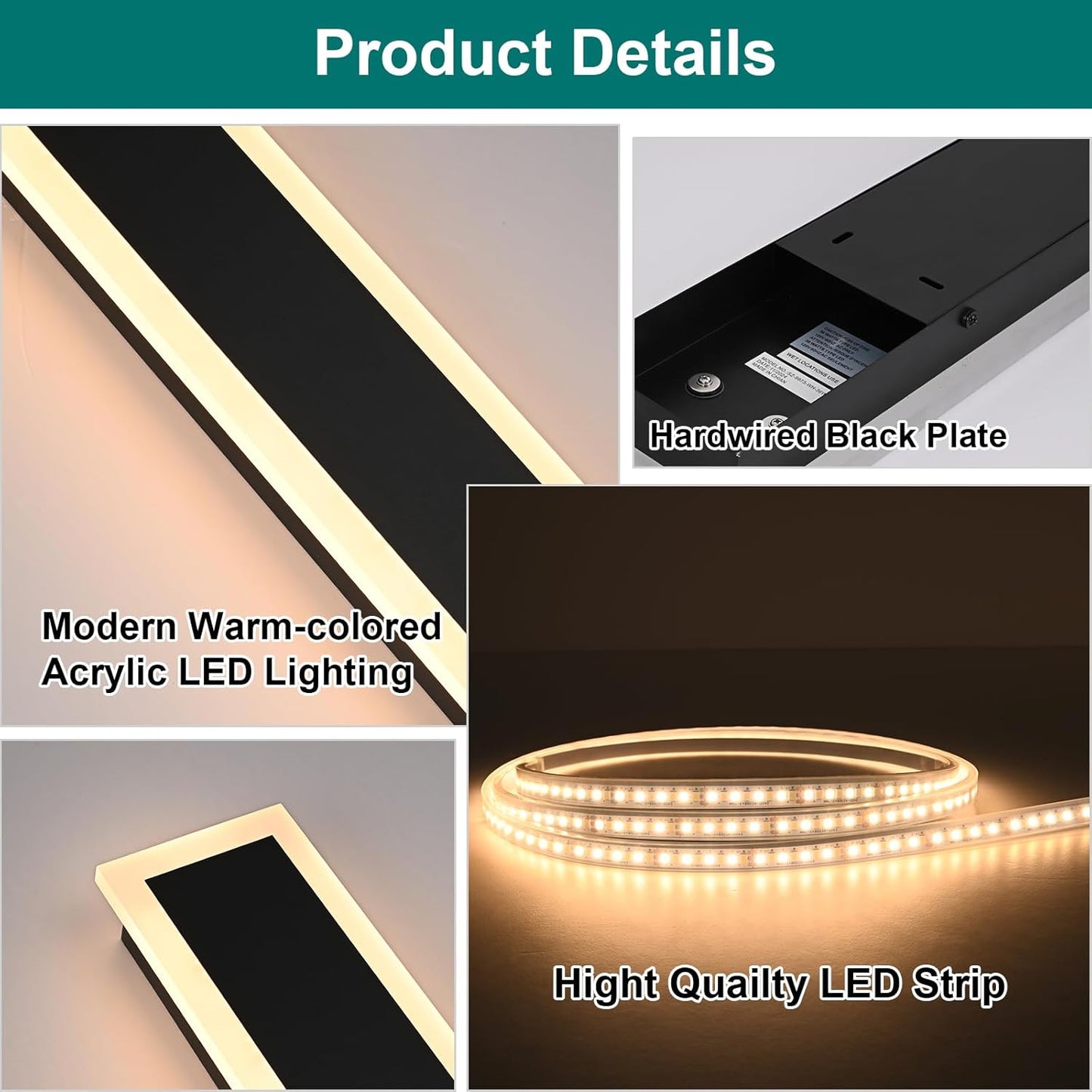 2 Pack Long Outdoor Led Wall Light for House,60 inch Modern Large Outdoor LED Wall Lights,Dimmable Outside Long Linear Light Fixture,Exterior Long Linear Light for Porch,Patio,Garage,Enterway