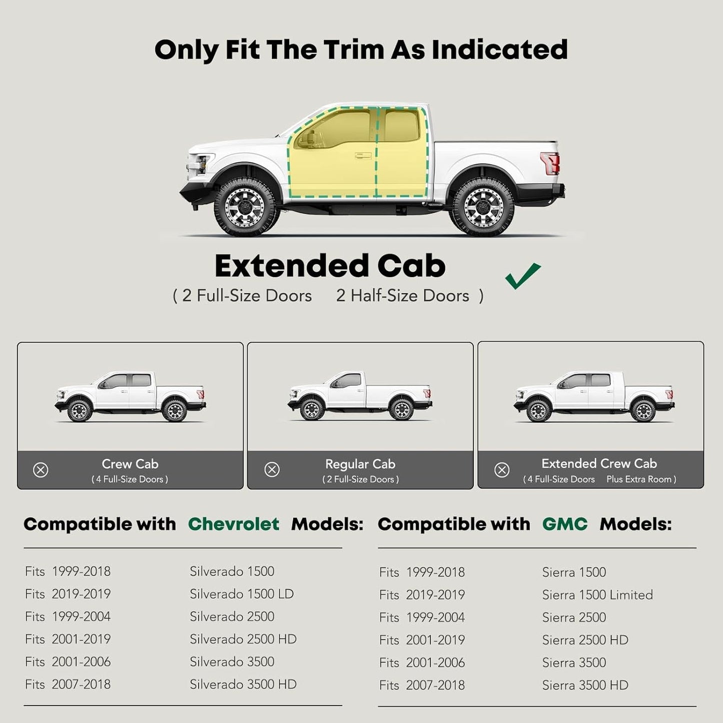 YHTAUTO 4 Inch Running Boards Side Steps Fit Chevy Silverado & GMC Sierra 1500 LD/2500 HD/3500 HD 1999-2019, Extended Cab, 90° Oval Bent Ends Carbon Steel Black Powder, Truck Cab Side Step Rails