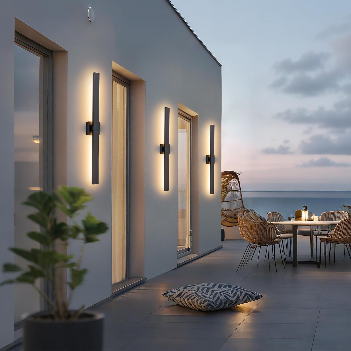 39.4" Long Outdoor Wall Lights Modern LED Exterior Lighting Fixtures Matte Black Outdoor Sconces Wall Lighting for House Front Door Porch Garage Patio