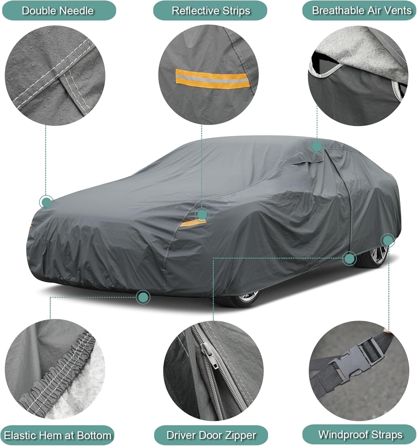 16 Layers Car Cover for Sports Coupe Small Car Waterproof All Weather, Universal Fit Mazda Miata/MX-5, BMW Z3, Honda S2000, Chrysler Crossfire, Saturn Sky, Pontiac Solstice etc.