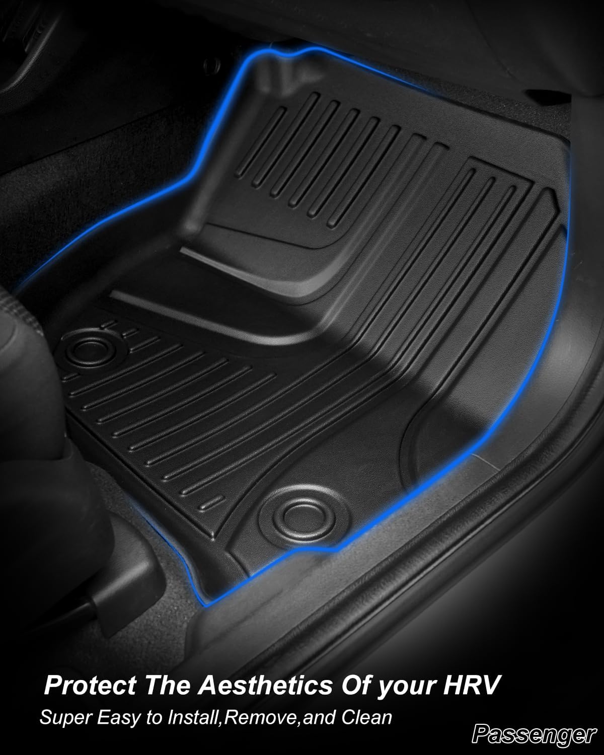 Original Floor Mats & Cargo Liner Fit for Honda HRV HR-V 2016-2022 (AWD Models ONLY) - All Weather Protection HR-V Car Mats Set - 1st & 2nd Row Full Set TPE Car Floor Liners with Trunk Mat Black