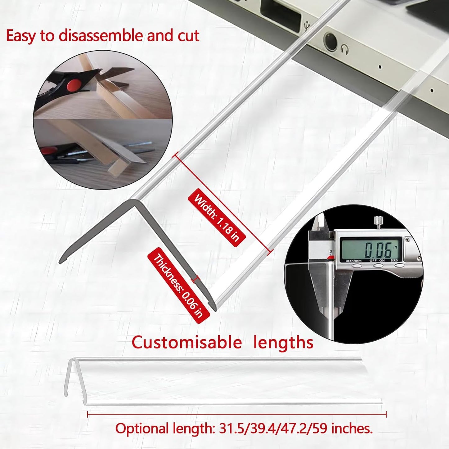 Wall Corner Protector - 1PCS, 31.5"x1.18" - Self Adhesive Clear Corner Protectors for Walls, Cabinet Doors, Edge Protector Trim; Easy to Install Corner Guards for Walls (80cm x 3cm)