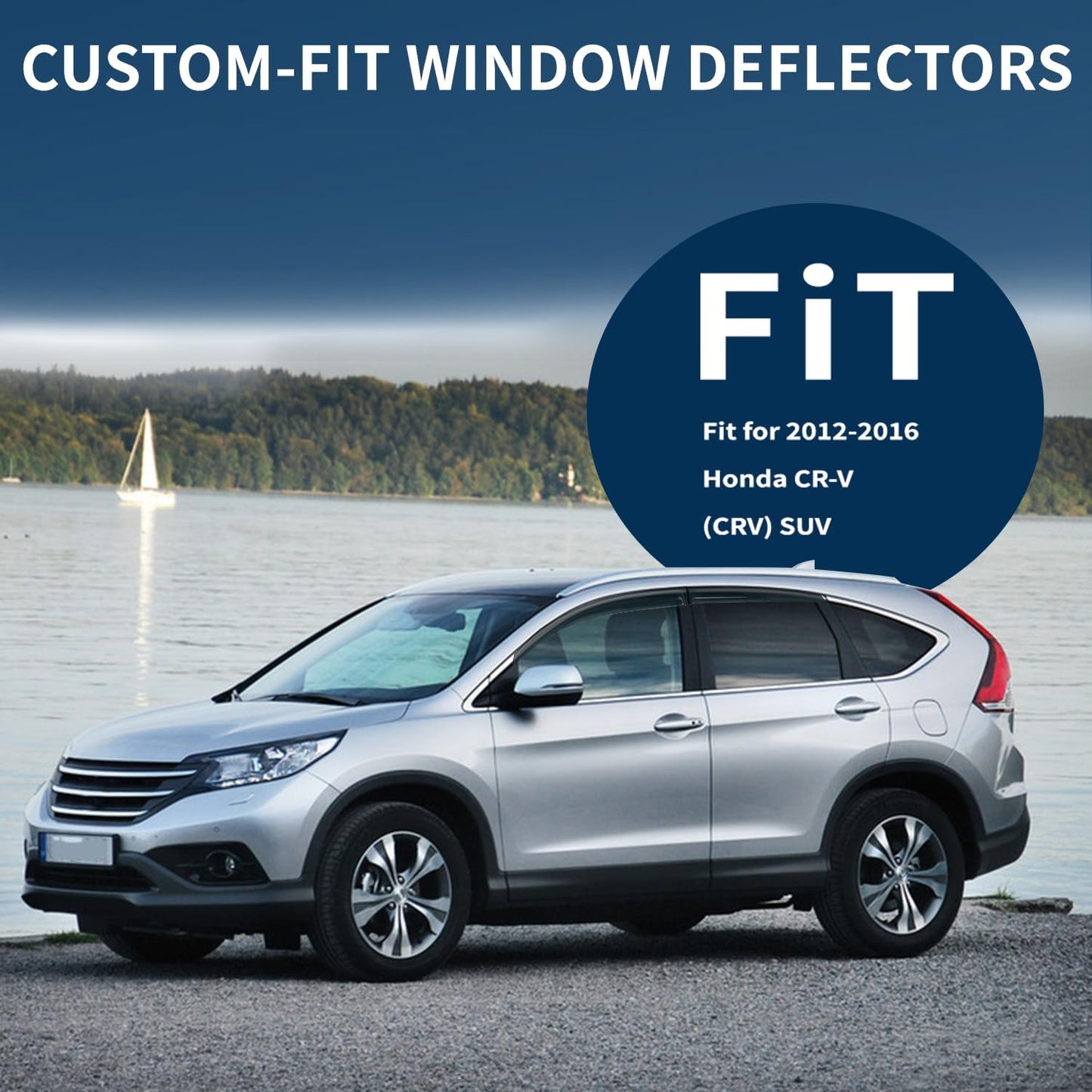 4PCS Rain Guards Window Visors Wind Deflector Fits for 2012-2016 Honda CR-V (CRV) SUV, Front & Rear Vent Visors, Outside Mount Vent Shade Shield 2013 2014 2015