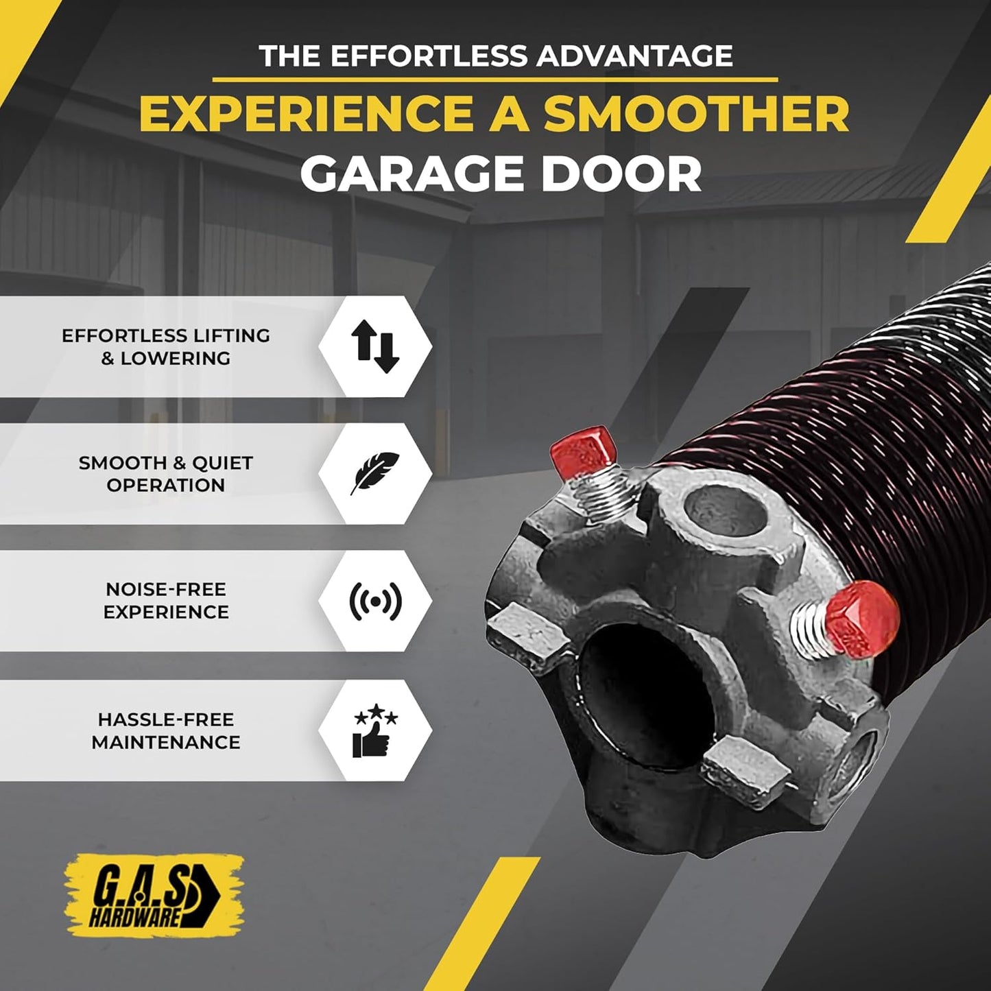 Garage Door Torsion Spring 234x2x30 Torsion Spring for Right Side of Garage Door with 1" Steel Bearing, Gloves, and Winding Bars Precision E-Coating 5-Year Warranty Minimum 30,000 Cycles (Black Cone)