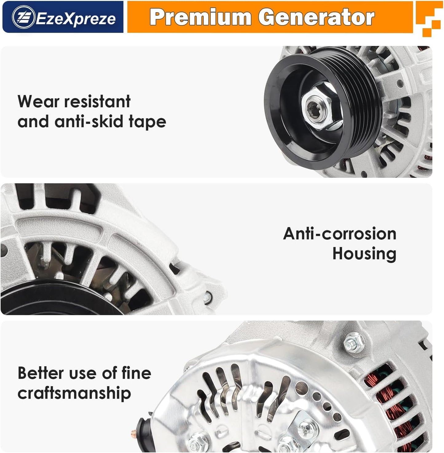 Ezexpreze Alternator Replacement 13806 New for 98-03 Toyota Sienna 3.0 V6, 1998 2000 2001 2002 2003 98 99 00 01 02 03 270600A030 AND0181 40052051 27060-0A040 27060-0A040-84 27060-20090 27060-20090-84