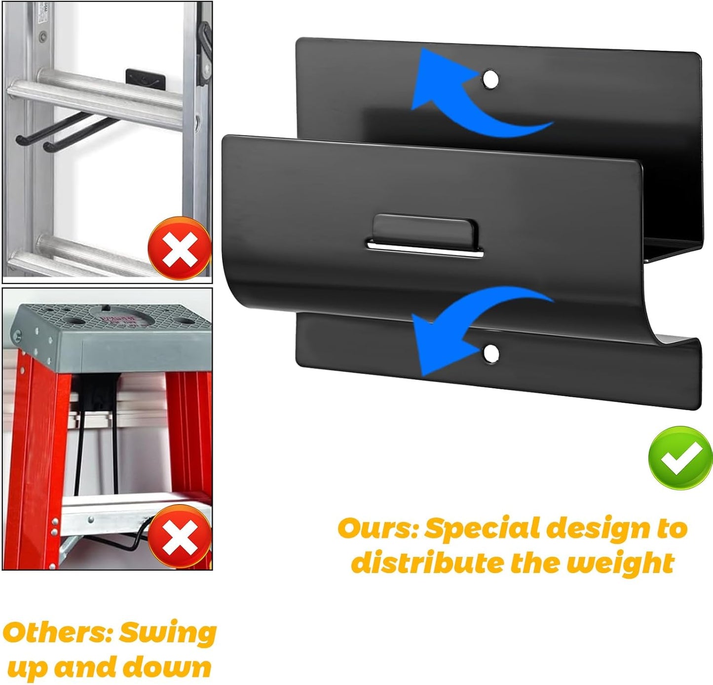 Heavy-Duty Ladder Hanger-Wall Mount Ladder Hooks for Ladder Storage-Wheelbarrow Hangers for Garage Wall-4 Pack(4 P)