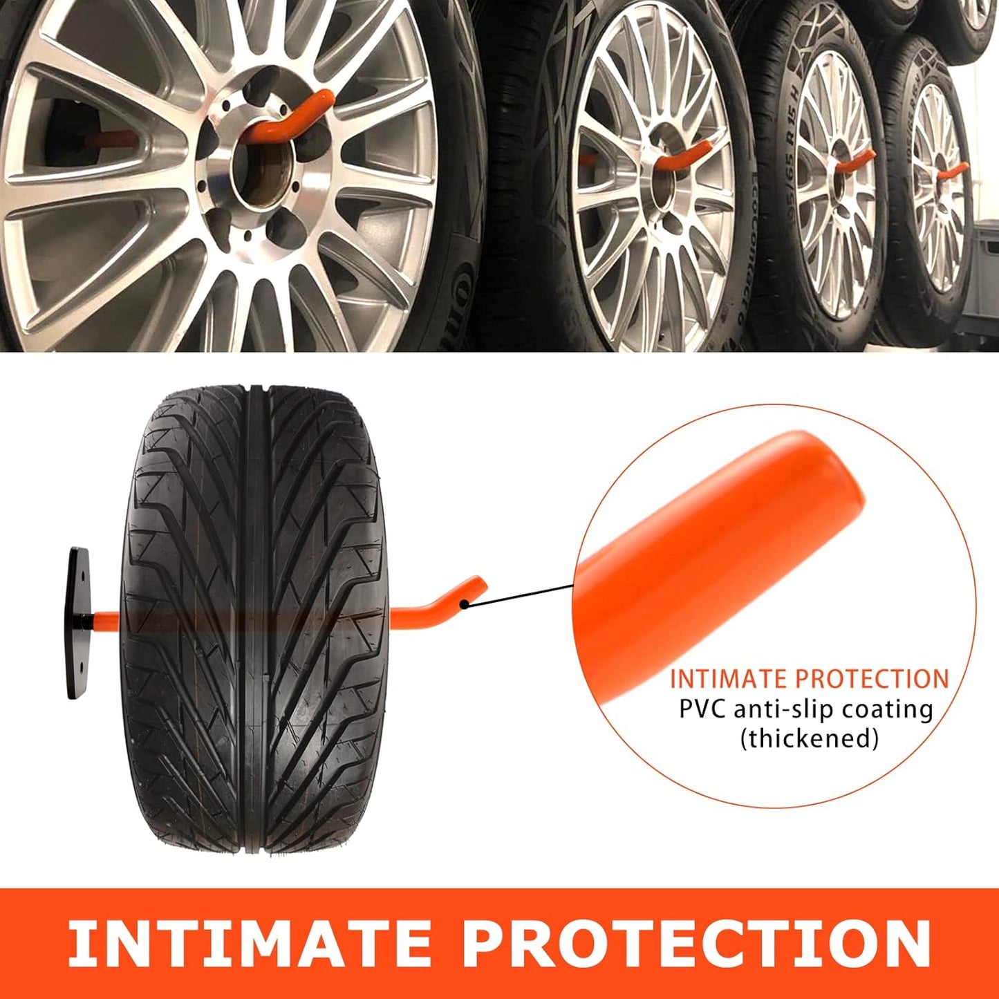 8 PCS Garage Hooks Heavy Duty Wall Mount, Tire Storage System with Anti-Slip Coating, Hang Heavy Tools for up to 88Lbs, for Bikes, Ladders, Chairs and Bulky Tools