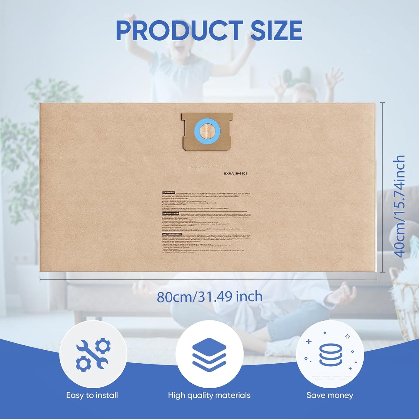 12 Pack DXVA19-4101 Dust Bag Compatible with DEWALT 6-10 Gallon DXV06P DXV09P DXV09PA DXV10P DXV10PL DXV10S DXV10SA DXV10SB Wet/Dry Vacuum Cleaners